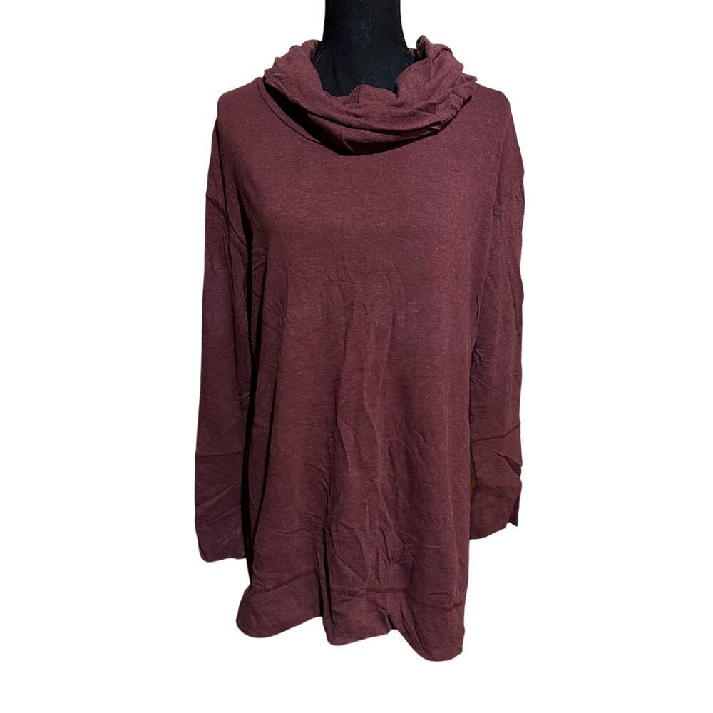 Merona Dark Red Long Line Tunic Sweatshirt Top Women's L Large